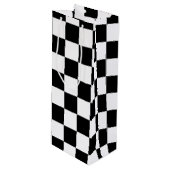 Cooles schwarz-weißes Markierungsmuster Geschenktüte Für Weinflaschen (Vorderseite Schrägansicht)
