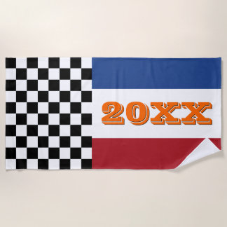 Cooles Schwarz-weißes Muster für das Race-Flag Strandtuch