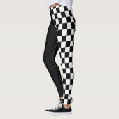 Cooles Schwarz-weißes Prüffarben-Muster Leggings (Links)