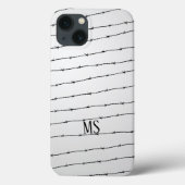 Cooles schwarz-weißes Stacheldraht Monogram Case-Mate iPhone Hülle (Rückseite)