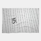 Cooles schwarz-weißes Stacheldraht Monogram Geschirrtuch (Horizontal)