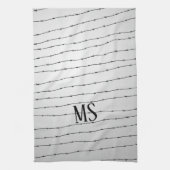 Cooles schwarz-weißes Stacheldraht Monogram Geschirrtuch (Vertikal)