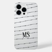 Cooles schwarz-weißes Stacheldraht Monogram iPhone Hülle (Rückseite)