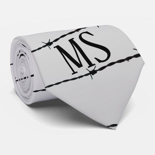 Cooles schwarz-weißes Stacheldraht Monogram Krawatte (Gerollt)