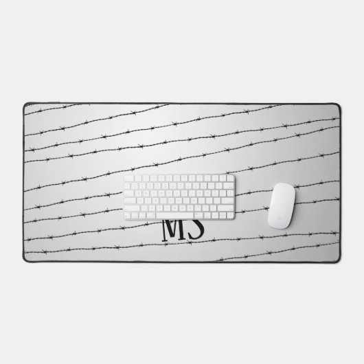 Cooles schwarz-weißes Stacheldraht Monogram Schreibtischunterlage (Tastatur & Maus)