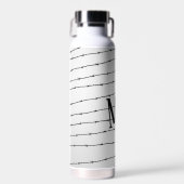 Cooles schwarz-weißes Stacheldraht Monogram Trinkflasche (Vorne)