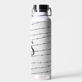Cooles schwarz-weißes Stacheldraht Monogram Trinkflasche (Rückseite)