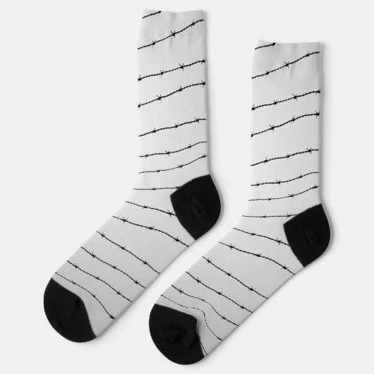 Cooles schwarz-weißes Stacheldraht Socken (Linkes Detail)