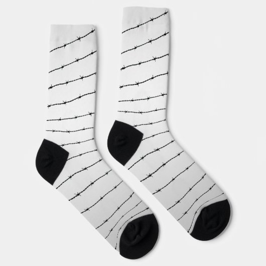 Cooles schwarz-weißes Stacheldraht Socken (Rechts)