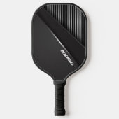 Cooles schwarzes abstraktes Monogramm Name Pickleball Schläger (Vorderseite)