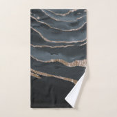 Cooles schwarzes Goldmarmor Granit Stone Textur Ba Badhandtuch Set (Handtuch)