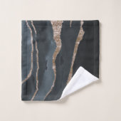 Cooles schwarzes Goldmarmor Granit Stone Textur Ba Badhandtuch Set (Waschlappen)