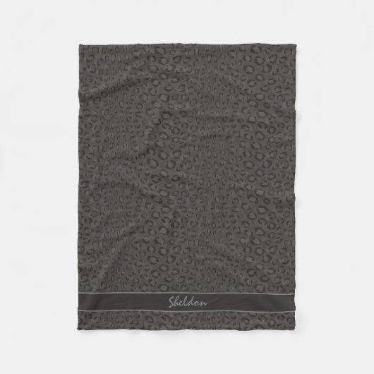 Cooles schwarzes graues Cheetahdruckmonogramm Fleecedecke (Vorderseite)