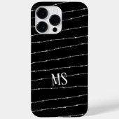 Cooles Schwarzweiß-Stacheldraht Monogram Case-Mate iPhone Hülle (Rückseite)