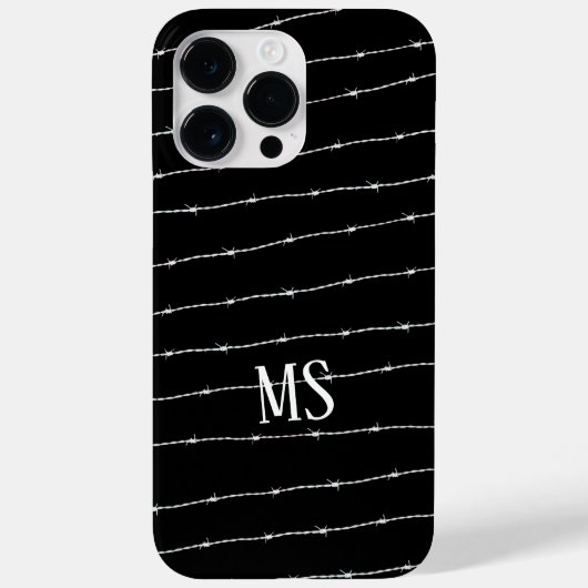 Cooles Schwarzweiß-Stacheldraht Monogram Case-Mate iPhone Hülle (Rückseite)