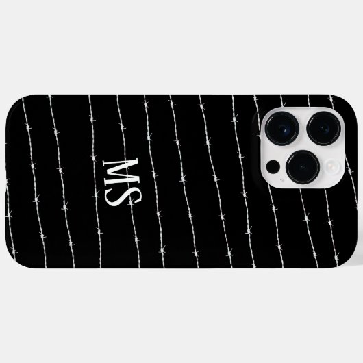 Cooles Schwarzweiß-Stacheldraht Monogram Case-Mate iPhone Hülle (Rückseite (Horizontal))