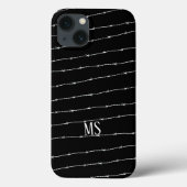 Cooles Schwarzweiß-Stacheldraht Monogram Case-Mate iPhone Hülle (Rückseite)