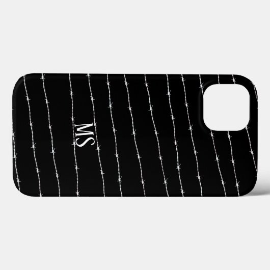 Cooles Schwarzweiß-Stacheldraht Monogram Case-Mate iPhone Hülle (Rückseite (Horizontal))