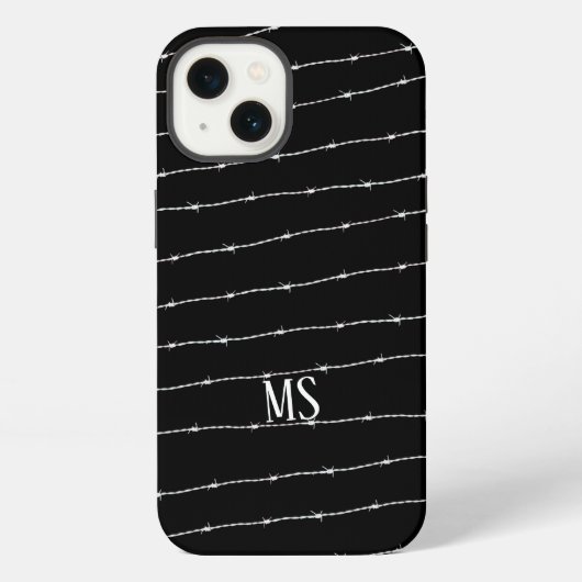 Cooles Schwarzweiß-Stacheldraht Monogram iPhone Hülle (Rückseite)
