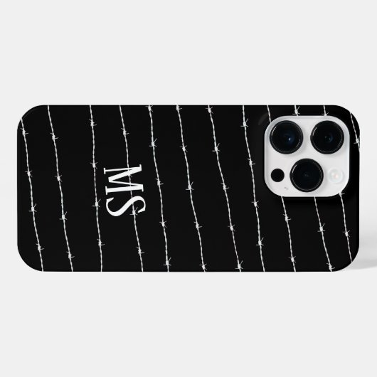 Cooles Schwarzweiß-Stacheldraht Monogram iPhone Hülle (Rückseite (Horizontal))