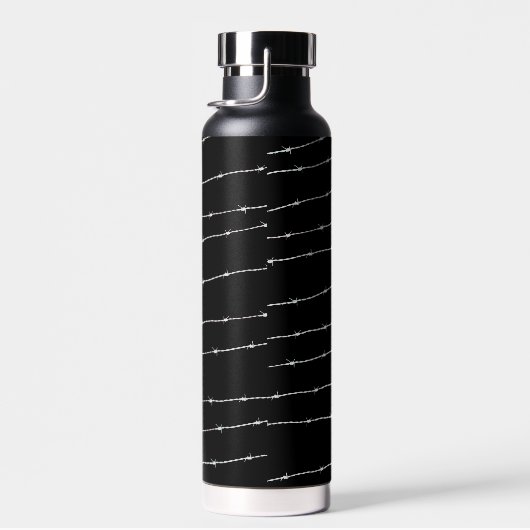 Cooles Schwarzweiß-Stacheldraht Monogram Trinkflasche (Rechts)