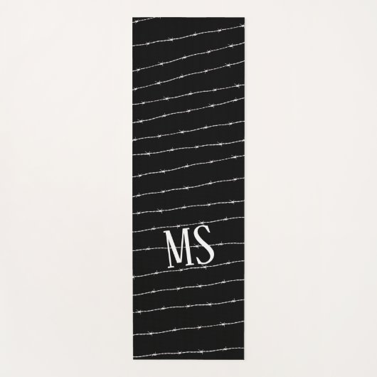Cooles Schwarzweiß-Stacheldraht Monogram Yogamatte (Vorderseite)
