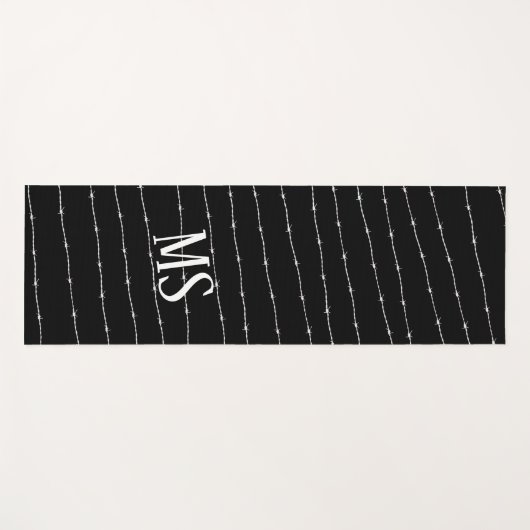 Cooles Schwarzweiß-Stacheldraht Monogram Yogamatte (Vorderseite (Horizontal))