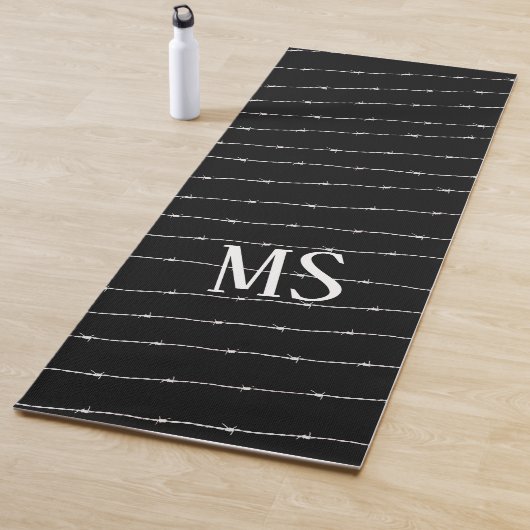Cooles Schwarzweiß-Stacheldraht Monogram Yogamatte (Beispiel)
