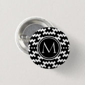 Cooles Schwarzweiss-Zickzack Button (Vorne & Hinten)
