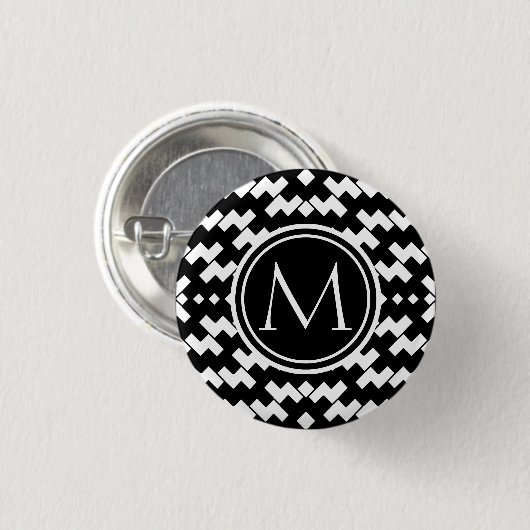 Cooles Schwarzweiss-Zickzack Button (Vorne & Hinten)