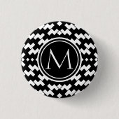 Cooles Schwarzweiss-Zickzack Button (Vorderseite)