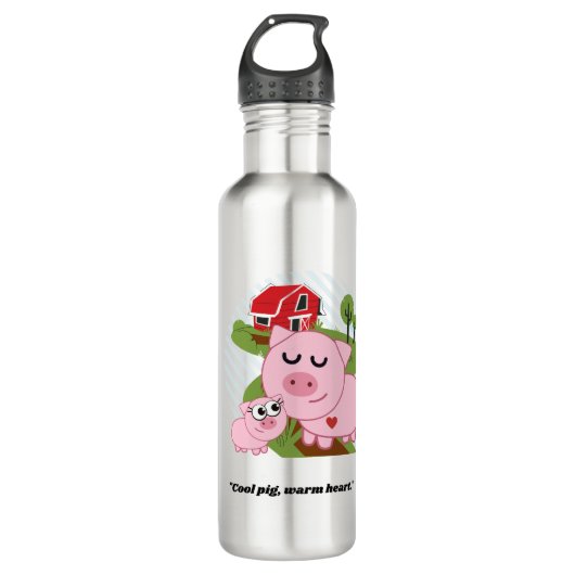 Cooles Schwein Warmes Herz Edelstahlflasche (Vorderseite)