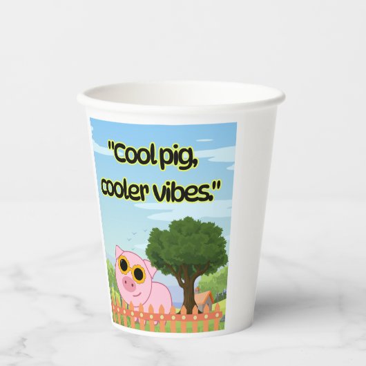 cooles Schweineziffer Pappbecher (Vorderseite)