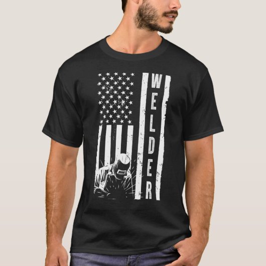 Cooles Schweißen der US-Fahne für Damen Schweißen T-Shirt (Vorderseite)