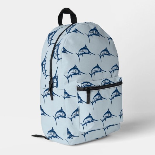Cooles Schwertfisch-Muster Bedruckter Rucksack (Rückseitige Ecke links)