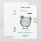 cooles Schwimmbad Einladung (Vorne/Hinten)