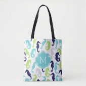 Cooles Seepferdmuster Mit Monogramm Tasche (Vorderseite)