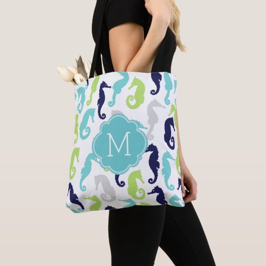 Cooles Seepferdmuster Mit Monogramm Tasche (Von Nahem)