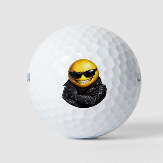 Cooles Selbstbewusstes Emoji-Lederjacke Golfball (Vorderseite)
