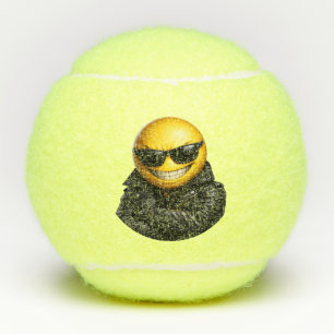 Cooles Selbstbewusstes Emoji Lederjacke Tennisbälle