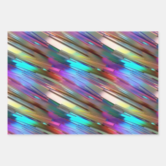 Cooles Shiny Farbfarbiges Chrome Blue Green Gold M Geschenkpapier Set (Vorderseite 3)