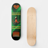 Cooles Shiny Green Mit Monogramm Octopus Skateboar Skateboard (Vorderseite)