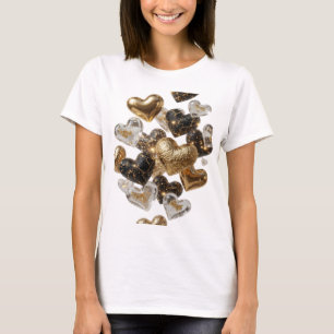 Cooles Silber GOLDEN HEARTS Slogan T-Shirt