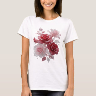 Cooles Silber ROT- UND ROSAFARBENE ROSEN MIT DIAMA T-Shirt