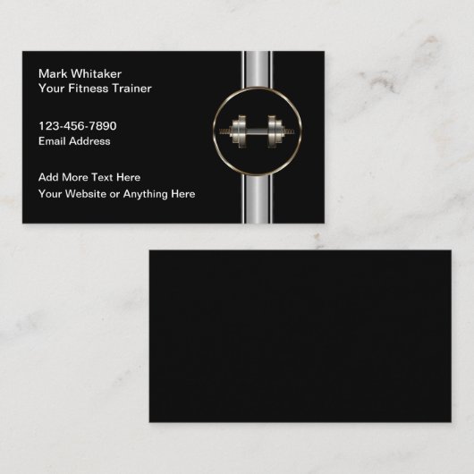 Cooles Silver Tone Barbell Fitness Training Visitenkarte (Vorne/Hinten)