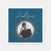 Cooles Simple Blue Gold Moderne Typografie Grad Fo Serviette (Vorderseite)