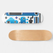 Cooles Skateboard mit blauen Monstergrafiken (Horizontal)