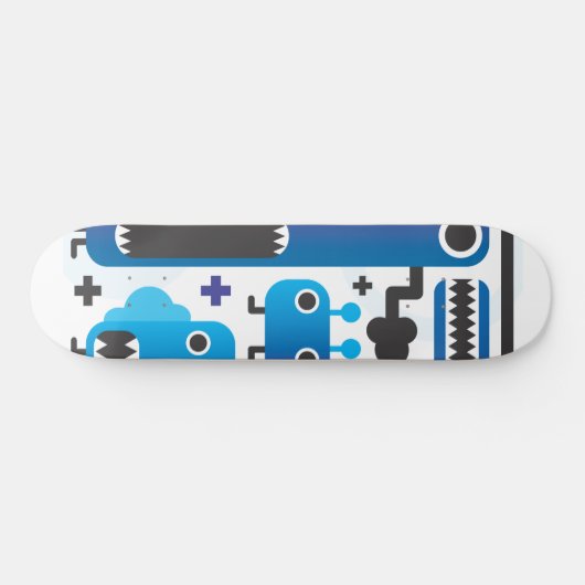 Cooles Skateboard mit blauen Monstergrafiken (Horizontal)