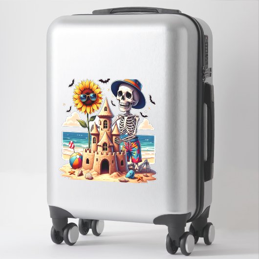 Cooles Skelett am Strand Aufkleber (Koffer)