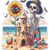 Cooles Skelett am Strand Aufkleber (Vorderseite)